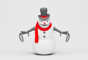 snowman winter concept 3d illustration on white background. photo