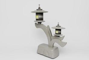 Chinese ancient lamp and japanese garden lantern icon 3d illustration on white background. photo
