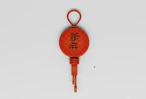 Red Chinese knot with tassel 3d illustration Chinese new year decor ornament photo