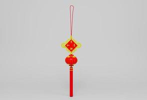 Red Chinese knot with tassel 3d illustration Chinese new year decor ornament photo