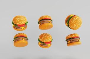 Delicious cheese burger icon 3d illustration on white background photo