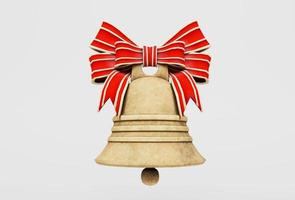 christmas bell with red bow icon 3d illustration on white background. photo