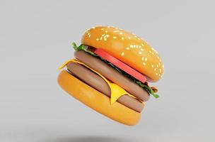 Delicious cheese burger icon 3d illustration on white background photo