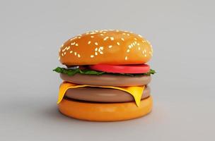 Delicious cheese burger icon 3d illustration on white background photo