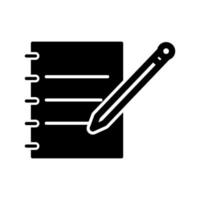 icono de vector de cuaderno y pluma