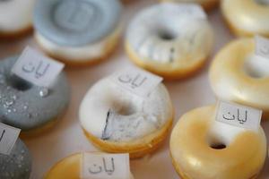 Graduation mini doughnuts for catering. khobar, Saudi Arabia, 13, July 2022. photo