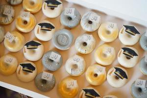 Graduation mini doughnuts for catering. khobar, Saudi Arabia, 13, July 2022. photo