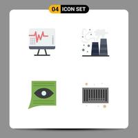 Pack of 4 Modern Flat Icons Signs and Symbols for Web Print Media such as heart contact medical pollution email Editable Vector Design Elements