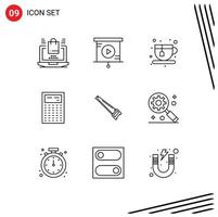 9 Thematic Vector Outlines and Editable Symbols of construction hand tea saw device Editable Vector Design Elements
