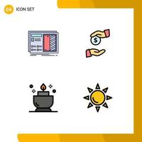 4 Creative Icons Modern Signs and Symbols of blueprint candle plan bribery ent Editable Vector Design Elements