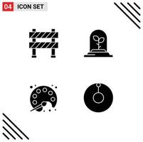 Modern Set of 4 Solid Glyphs Pictograph of barrier pallet road sign leaf learning Editable Vector Design Elements