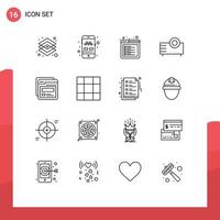 Pack of 16 creative Outlines of technology products transport electronics web Editable Vector Design Elements