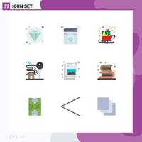 Universal Icon Symbols Group of 9 Modern Flat Colors of document room carriage key sledge Editable Vector Design Elements