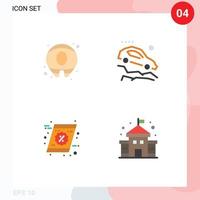 paquete de 4 signos y símbolos de iconos planos modernos para medios de impresión web, como elementos de diseño de vectores editables de construcción de pendiente de accidente de regalo de verano