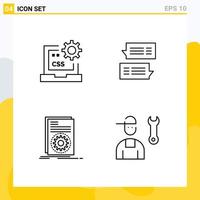 Pack of 4 Modern Filledline Flat Colors Signs and Symbols for Web Print Media such as code conversations develop bubble executable Editable Vector Design Elements