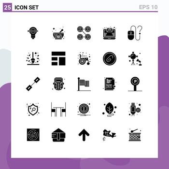 25 Solid Glyph concept for Websites Mobile and Apps desktop computer saucer newsletter email Editable Vector Design Elements