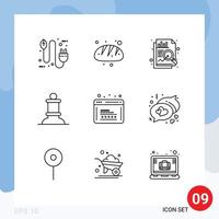 Universal Icon Symbols Group of 9 Modern Outlines of programming coding food figure bishop Editable Vector Design Elements