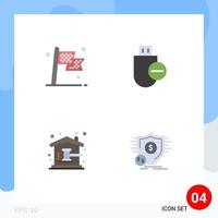 4 iconos creativos signos y símbolos modernos de dispositivos de carreras de palos de verificación martillo de subasta elementos de diseño vectorial editables vector