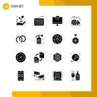 Set of 16 Modern UI Icons Symbols Signs for transport rover add planet hardware Editable Vector Design Elements