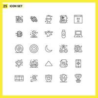 25 Creative Icons Modern Signs and Symbols of browser document global txt file washroom Editable Vector Design Elements