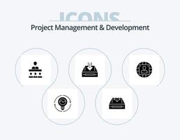 Project Management And Development Glyph Icon Pack 5 Icon Design. inbox. teamwork. mail. team. parcel vector