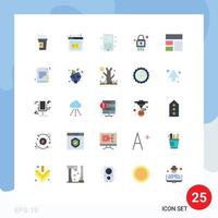 Set of 25 Modern UI Icons Symbols Signs for frame security webpage ssl lock Editable Vector Design Elements