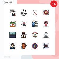 Set of 16 Modern UI Icons Symbols Signs for event calendar solution target achievement Editable Creative Vector Design Elements