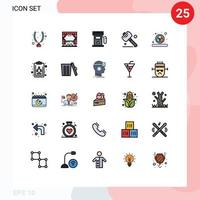 25 User Interface Filled line Flat Color Pack of modern Signs and Symbols of design tools entertainment hand sign Editable Vector Design Elements