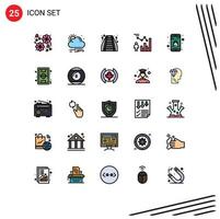 25 User Interface Filled line Flat Color Pack of modern Signs and Symbols of shopping bag staircase person efficiency Editable Vector Design Elements