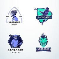 logotipo deportivo azul de lacrosse vector