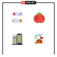 4 User Interface Flat Icon Pack of modern Signs and Symbols of control real food building moon Editable Vector Design Elements