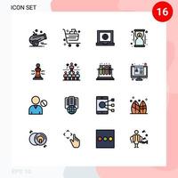 Universal Icon Symbols Group of 16 Modern Flat Color Filled Lines of game fast gift timer deadline Editable Creative Vector Design Elements