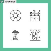 Group of 4 Filledline Flat Colors Signs and Symbols for diamond starbucks business money entomology Editable Vector Design Elements