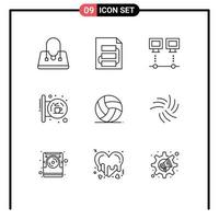 9 iconos creativos signos y símbolos modernos de señal colgante poste indicador computadoras café pc elementos de diseño vectorial editables vector