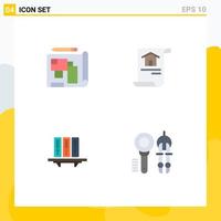 4 Creative Icons Modern Signs and Symbols of architecture archive estate home database Editable Vector Design Elements