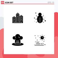 User Interface Pack of 4 Basic Solid Glyphs of building network estate real security Editable Vector Design Elements