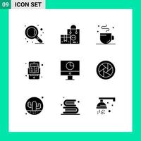 Group of 9 Modern Solid Glyphs Set for finance read break online book Editable Vector Design Elements