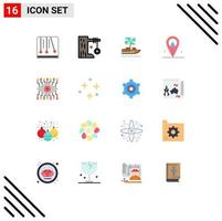 Modern Set of 16 Flat Colors Pictograph of navigation job tire swing distance kingdom Editable Pack of Creative Vector Design Elements