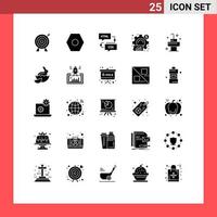 Pictogram Set of 25 Simple Solid Glyphs of sink graph develop business analysis Editable Vector Design Elements