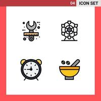 Universal Icon Symbols Group of 4 Modern Filledline Flat Colors of architect stopwatch stationery park timer Editable Vector Design Elements