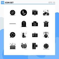 User Interface Pack of 16 Basic Solid Glyphs of minus cycle avatar bike scholar Editable Vector Design Elements