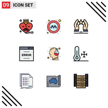 Modern Set of 9 Filledline Flat Colors and symbols such as search optimization built media star Editable Vector Design Elements