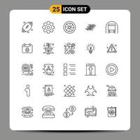 25 Creative Icons Modern Signs and Symbols of metro block car tile bricks Editable Vector Design Elements