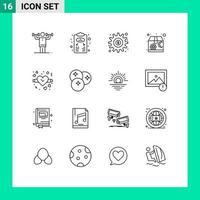 Universal Icon Symbols Group of 16 Modern Outlines of seo marketing planning options generate Editable Vector Design Elements