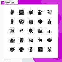 25 Universal Solid Glyph Signs Symbols of environment return business investment up Editable Vector Design Elements
