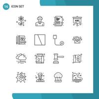 Modern Set of 16 Outlines and symbols such as stationery creative txt education projector Editable Vector Design Elements