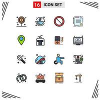 Set of 16 Modern UI Icons Symbols Signs for map paper ban document contract Editable Creative Vector Design Elements