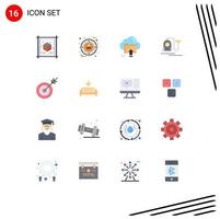 Pack of 16 creative Flat Colors of arrow hotel upload machine computing Editable Pack of Creative Vector Design Elements