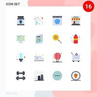 conjunto de 16 iconos de interfaz de usuario modernos símbolos signos para presentación tienda cuchara mercado tienda sitio web paquete editable de elementos de diseño de vectores creativos