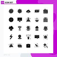 25 User Interface Solid Glyph Pack of modern Signs and Symbols of image money setting funds dollar Editable Vector Design Elements